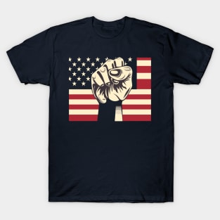 Black History US Flag Fist T-Shirt